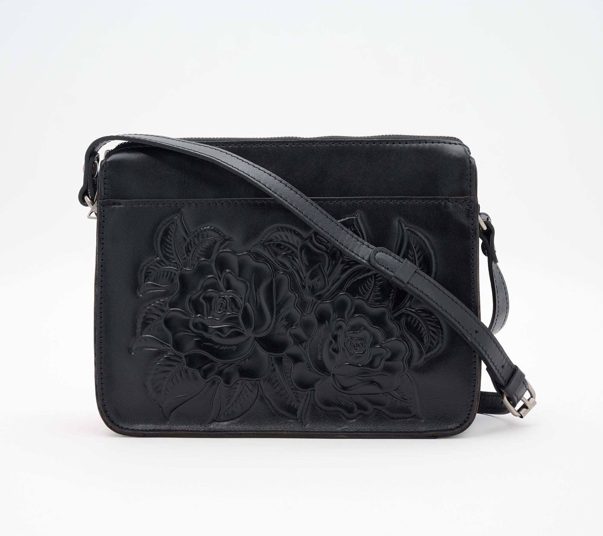 Patricia Nash Nazaire Tooled Leather Top Zip Crossbody | QVC