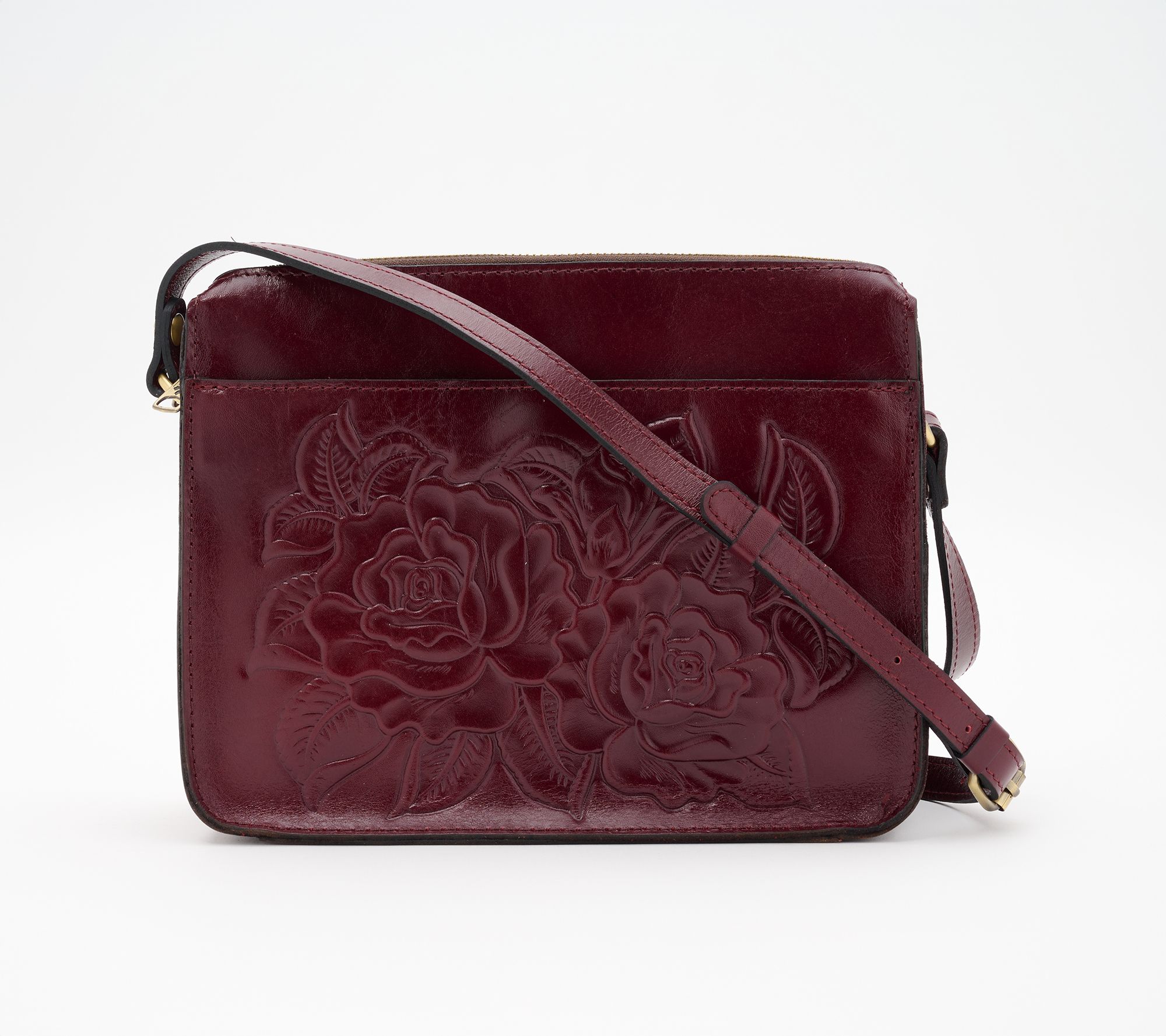 Patricia Nash Nazaire Tooled Leather Top Zip Crossbody