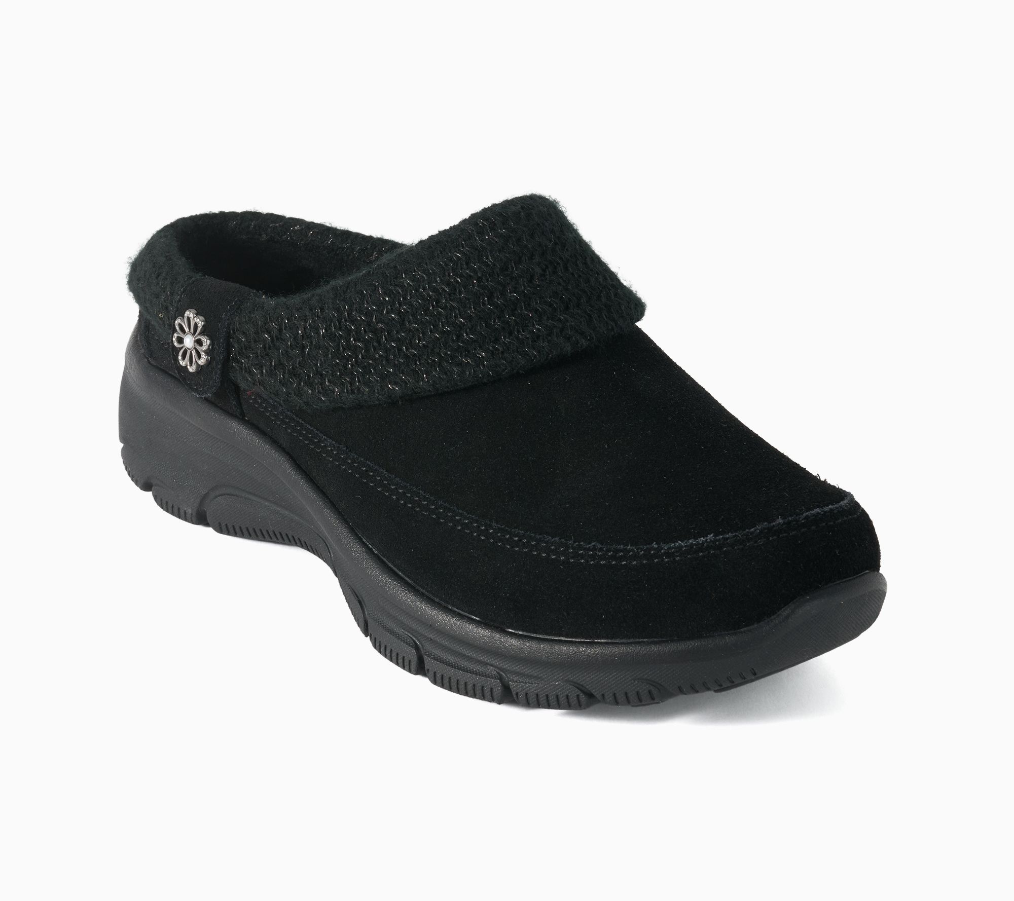 Skechers Easy Going Sweater Knit Suede Clogs - Cozy Bloom