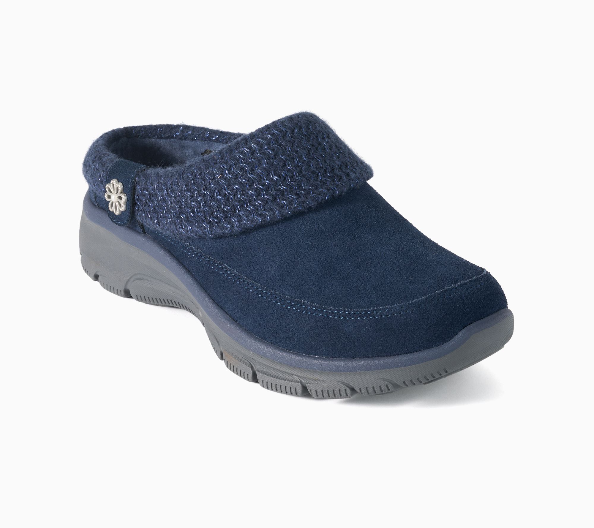 Skechers Easy Going Sweater Knit Suede Clogs - Cozy Bloom