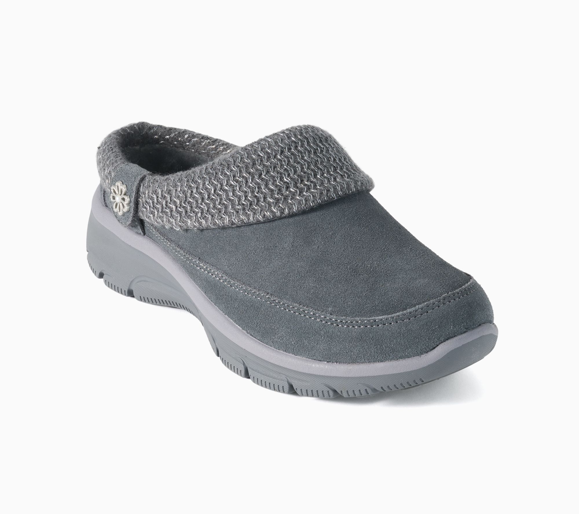Skechers Easy Going Sweater Knit Suede Clogs - Cozy Bloom