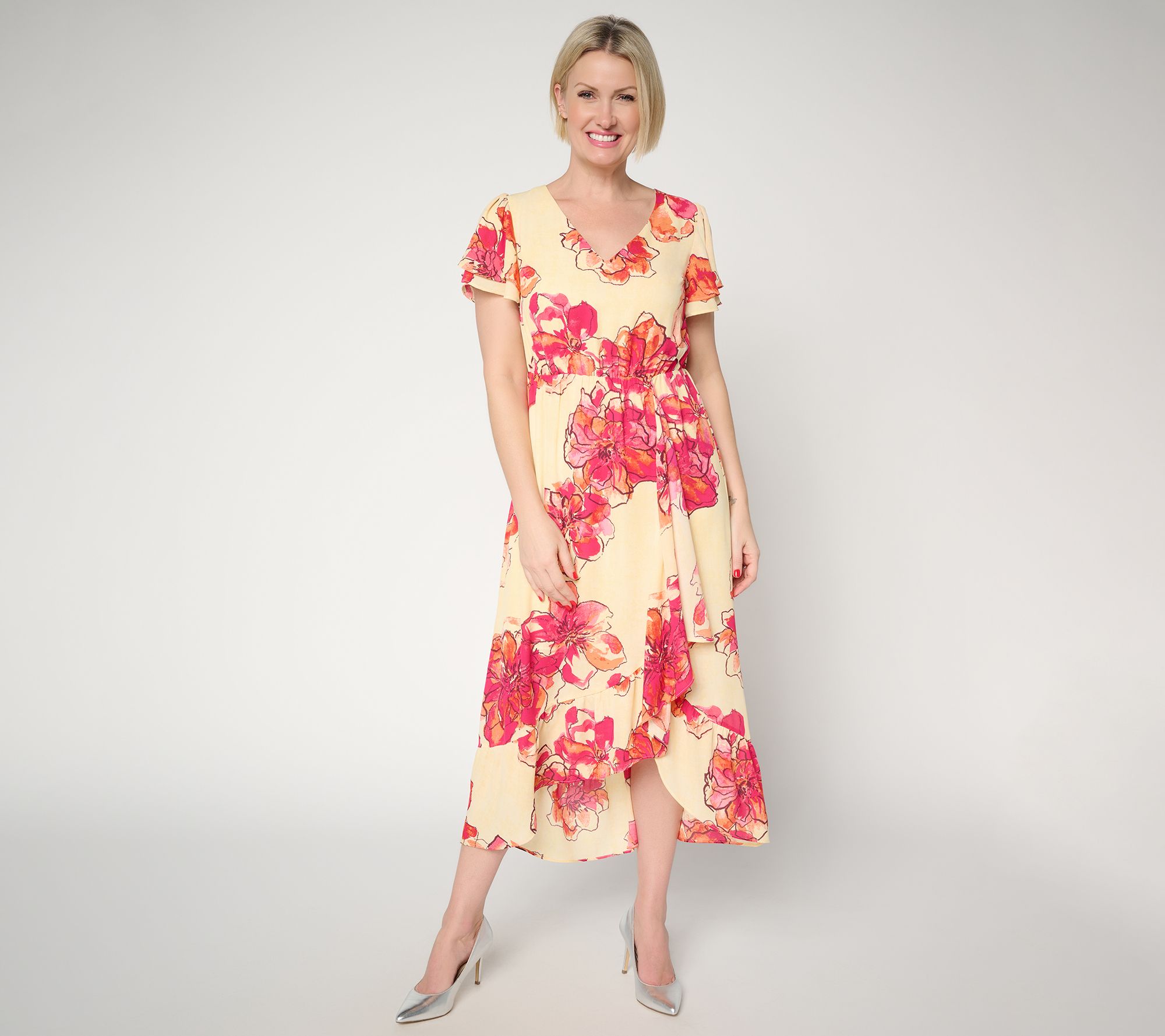 "As Is" BEAUTIFUL by Lawrence Zarian Petite Flutter Sleeve Dress