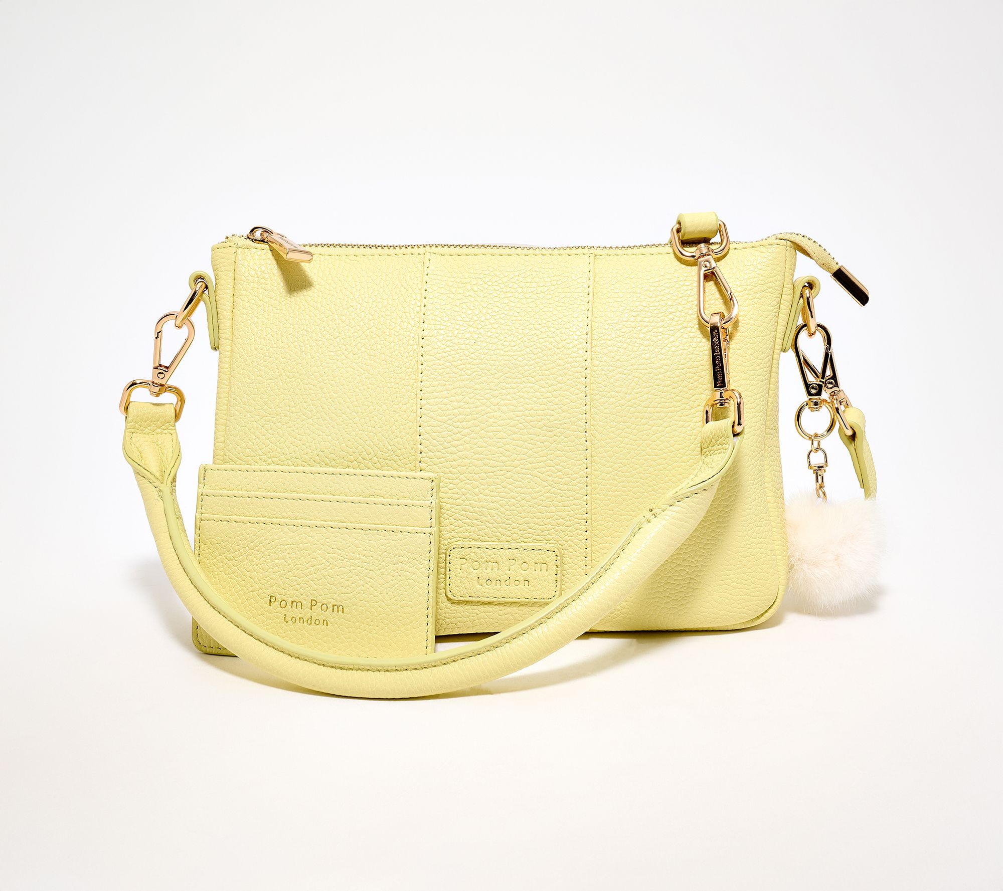 "As Is" Pom Pom London Leather City Lite CrossbodyShould Strap & Wallet