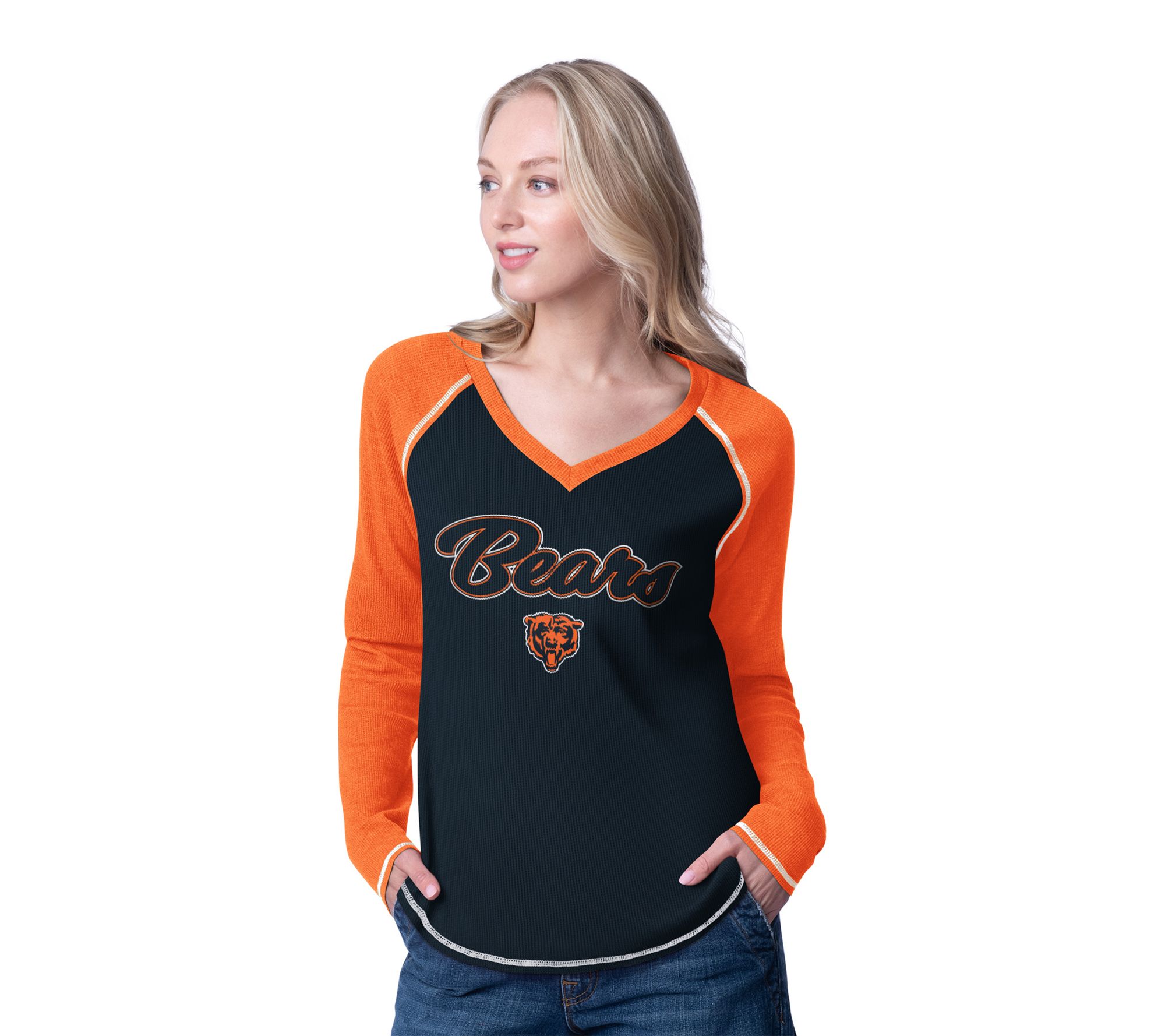  NFL Officially Licensed Women's Waffle Long Sleeve T -Shirt