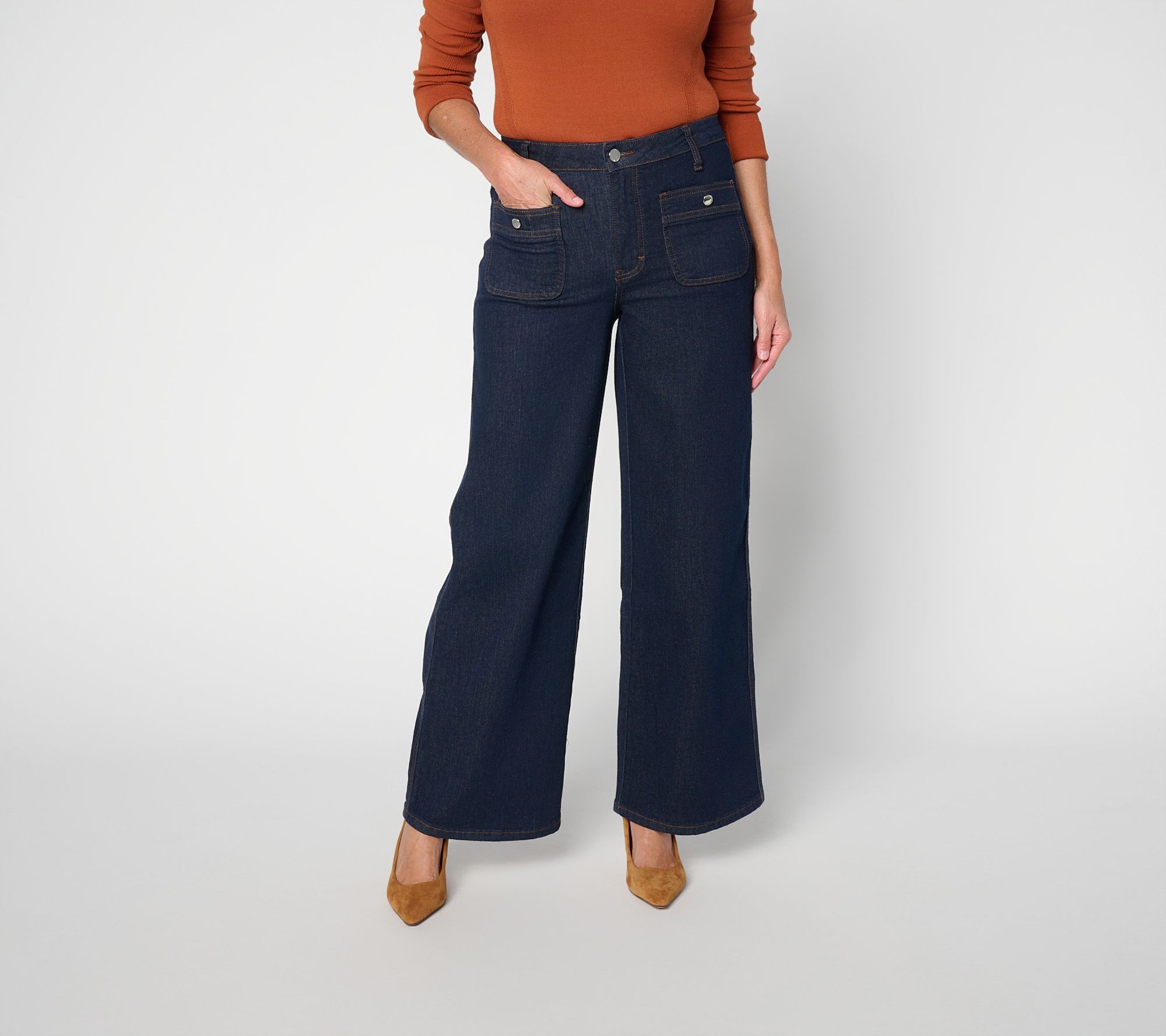 RM Studio x Rebecca Minkoff Forever Stretch Patch Pocket A-Line Jeans