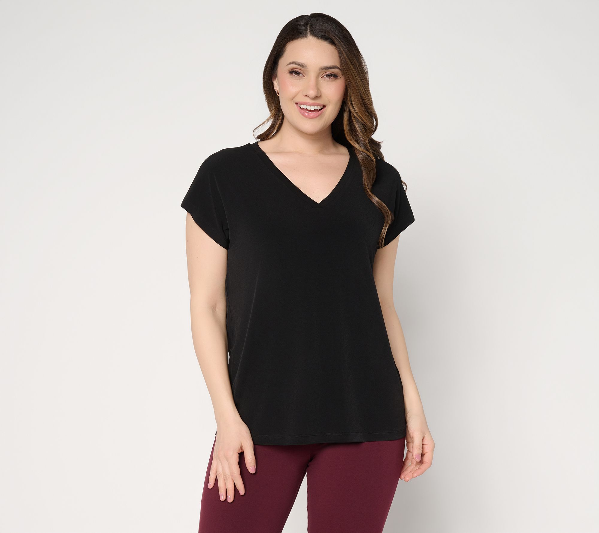 "As Is" Susan Graver Essentials Liquid Knit V-Neck Top