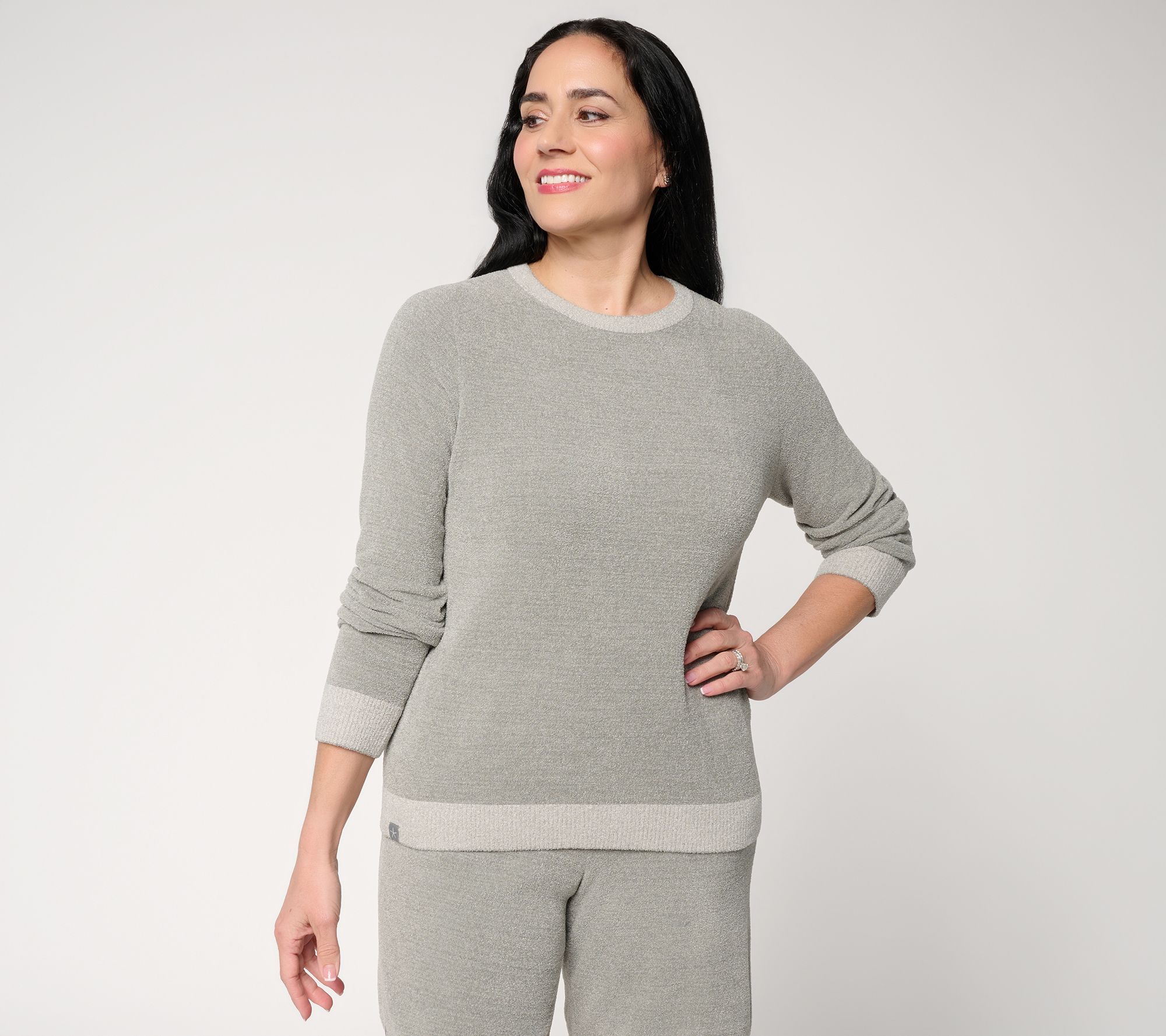 "As Is" Barefoot Dreams CozyChic Ultra Lite Heathered RibTrimPullover
