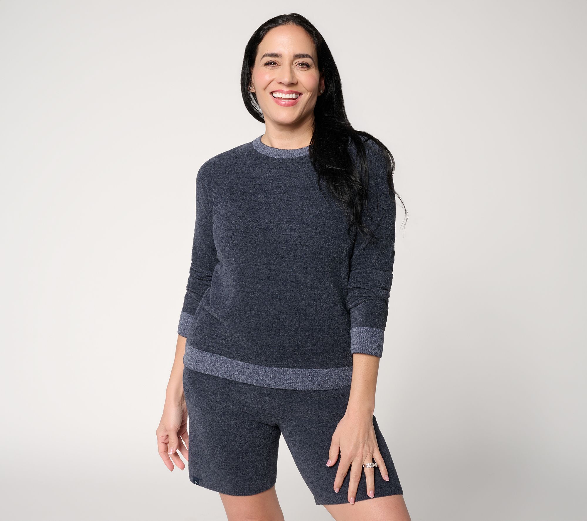 "As Is" Barefoot Dreams CozyChic Ultra Lite Heathered RibTrimPullover