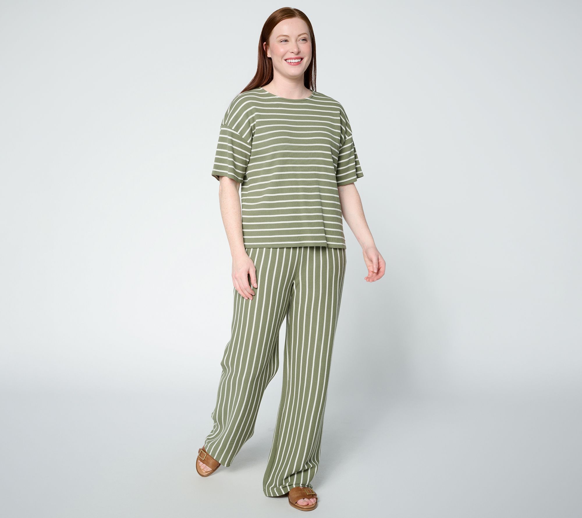 "As Is" Peace Love World Tall Honeycomb Knit Top and Pant Set