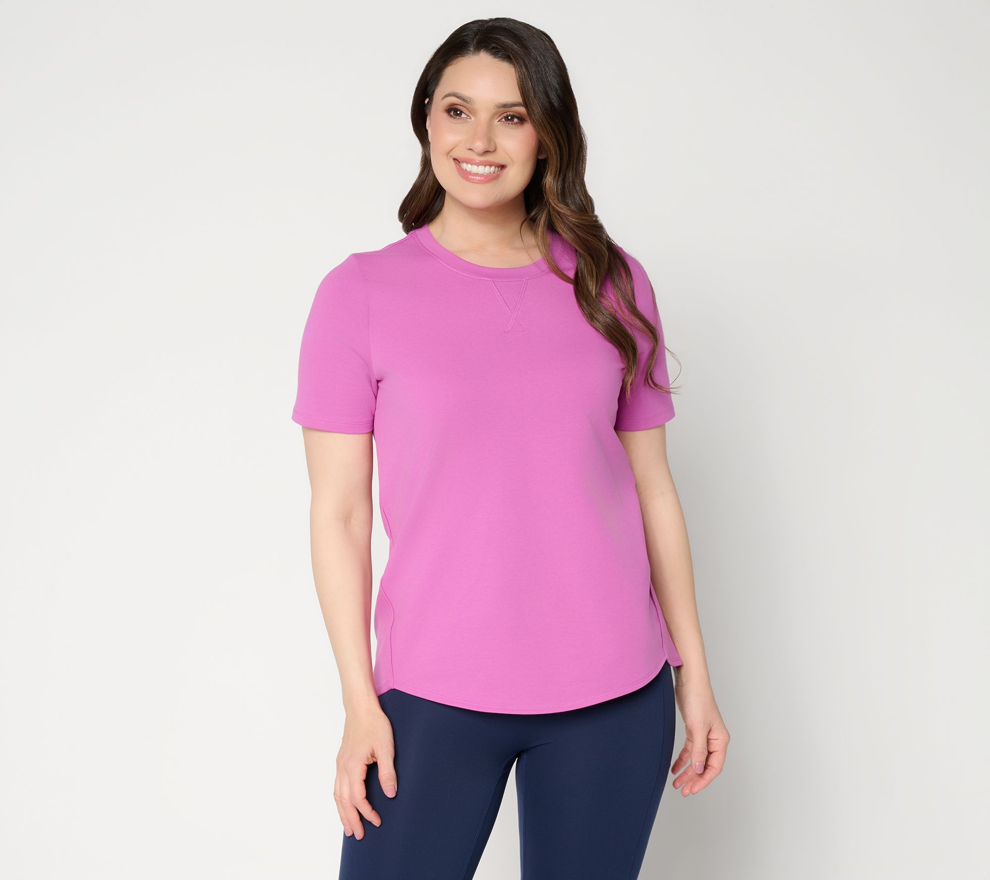 "As Is" Denim & Co. Active French Terry Short Sleeve Round Neck Top