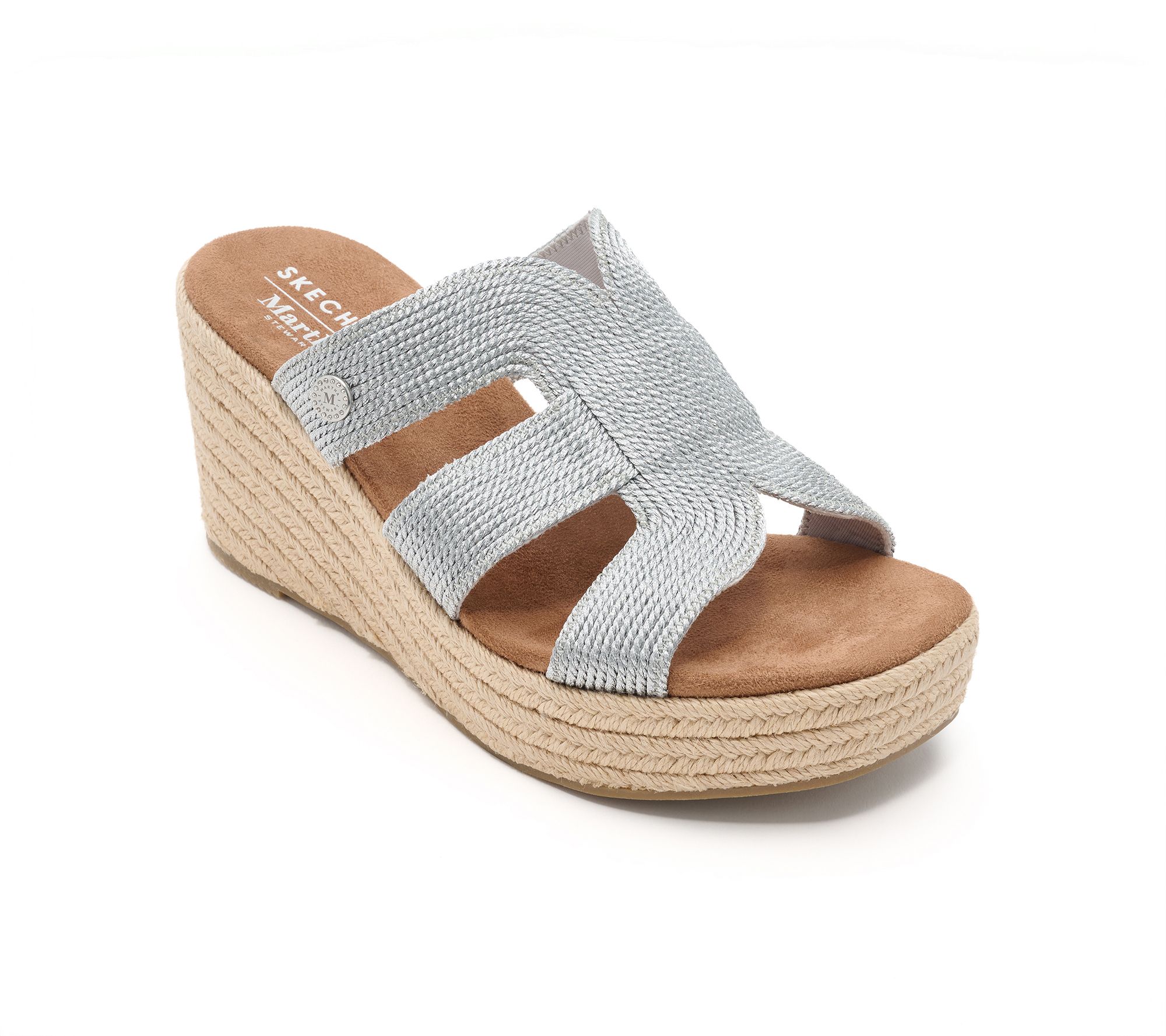 "As Is" Martha Stewart x Skechers Metallic Jute Slide Wedge