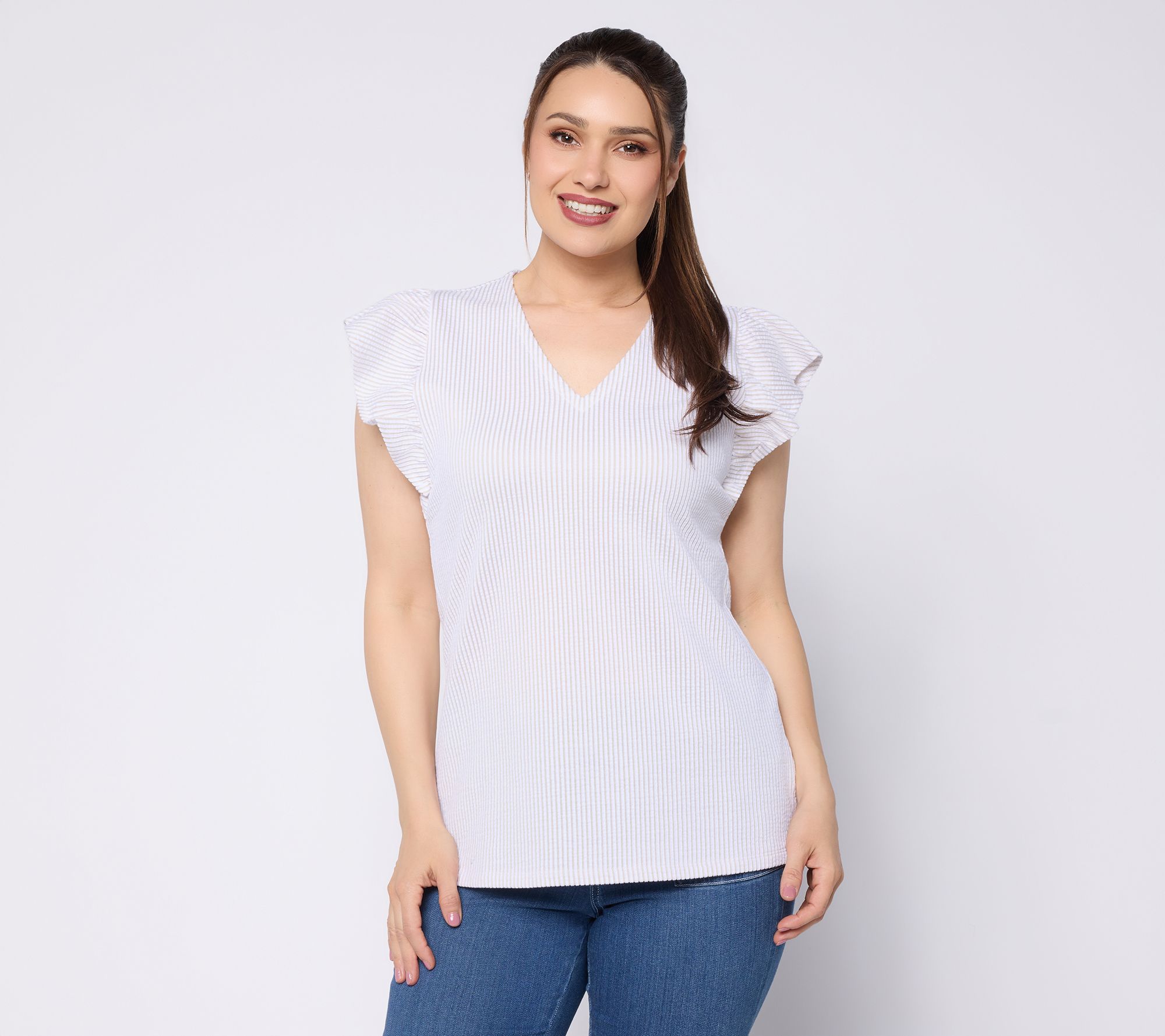 "As Is" Liberty Belles by Kim Gravel Seersucker Mini Stripe Top