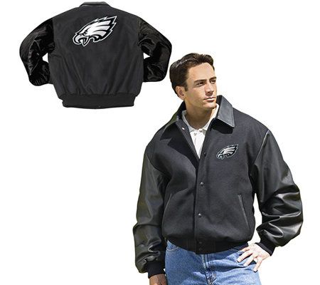 NFL Philadelphia Eagles Varsity Jacket with Back Patch - Black