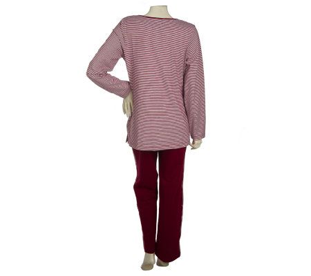 Sport Savvy Stretch Jersey Knit Stripe Tunic and Pants Set - QVC.com