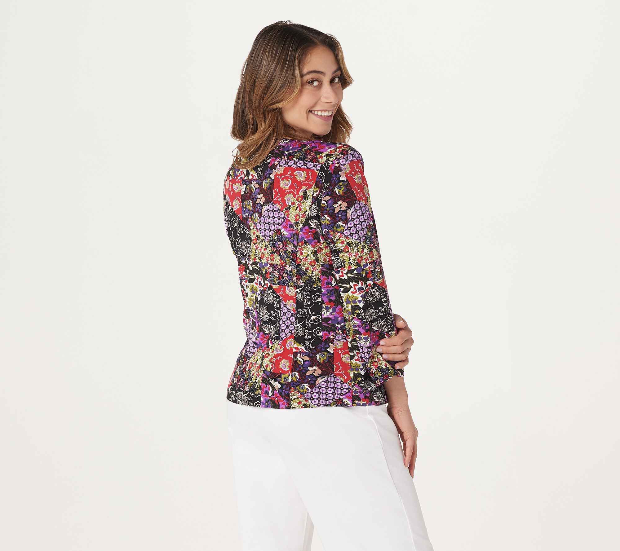 Joan Rivers Patchwork Print Jacket with 3/4 Sleeves - QVC.com