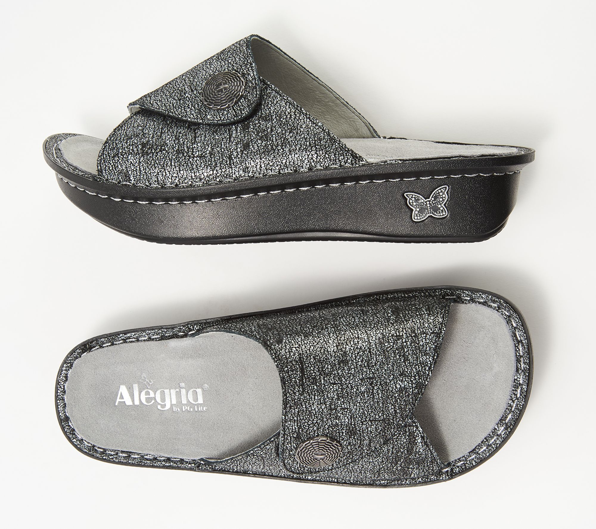 Alegria Leather Printed Slide Sandals 