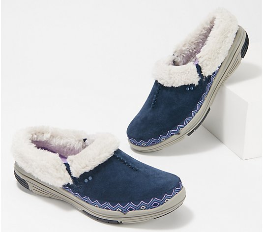 Ryka Suede and Faux Fur Slip-On Clogs - Adventure