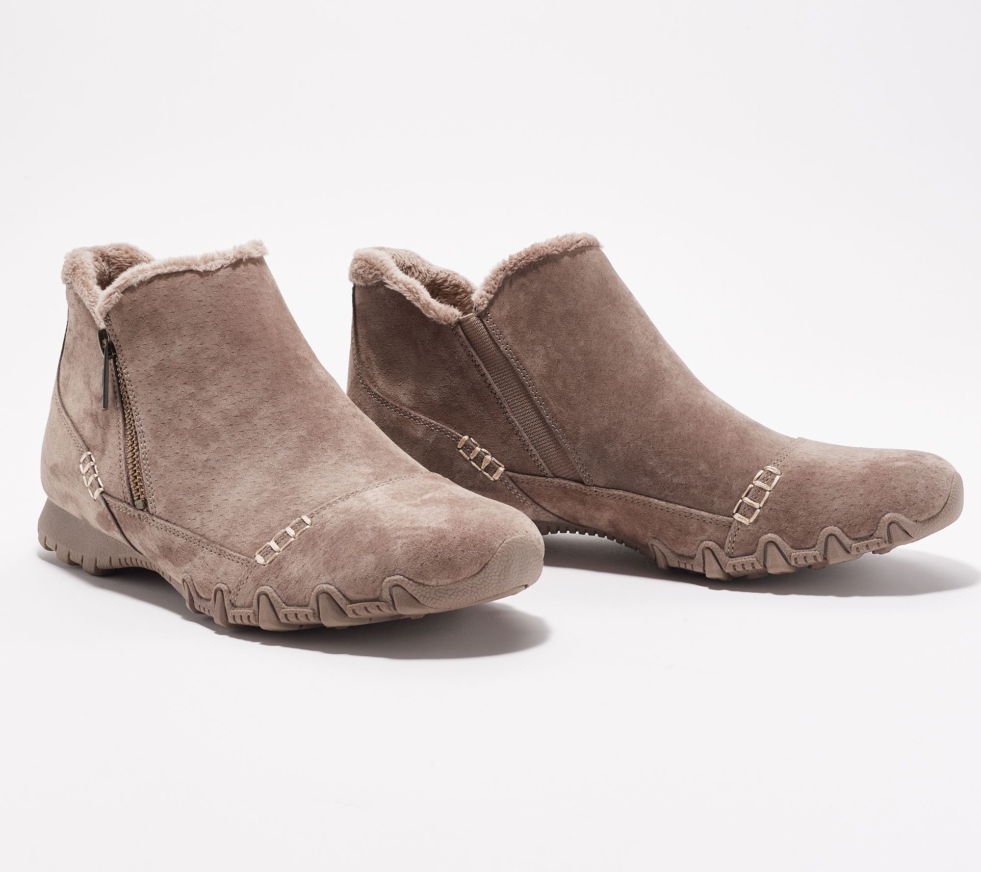 Skechers Relaxed Fit Suede Biker Ankle Boots - Earthy Chic QVC.com