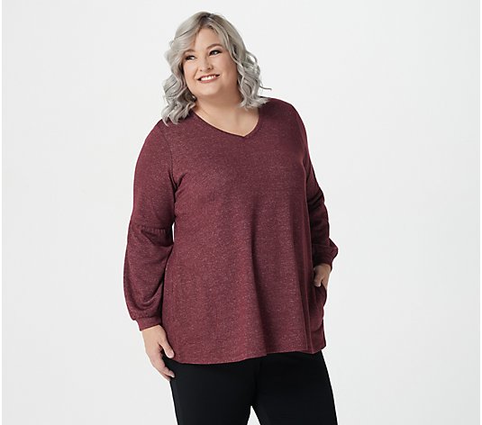 LOGO Lounge by Lori Goldstein Speckled French Terry Top