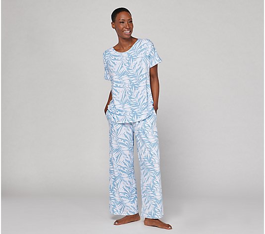 Stan Herman Palm Breeze Sueded Jersey Regular Cropped Pant Lounge Set