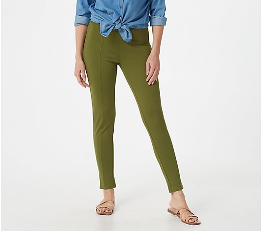 Denim & Co. Regular Ponte Pull-On Pants with Seam Front Details