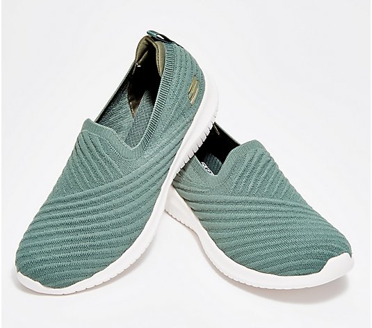 Skechers Ultra Flex Washable Solid Knit Slip-On Shoes - Sky's The Limit