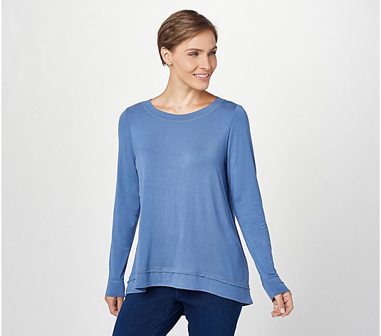 Belle by Kim Gravel Rayon Spandex Ruched Back Hi-Low Knit Top
