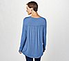 Belle by Kim Gravel Rayon Spandex Ruched Back Hi-Low Knit Top, 1 of 3