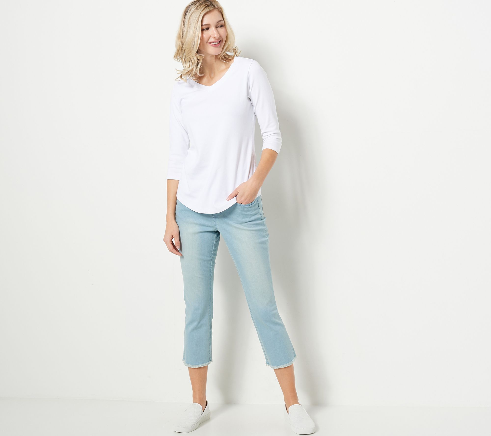 Belle by Kim Gravel Petite TripleLuxe Denim Jeans - QVC.com