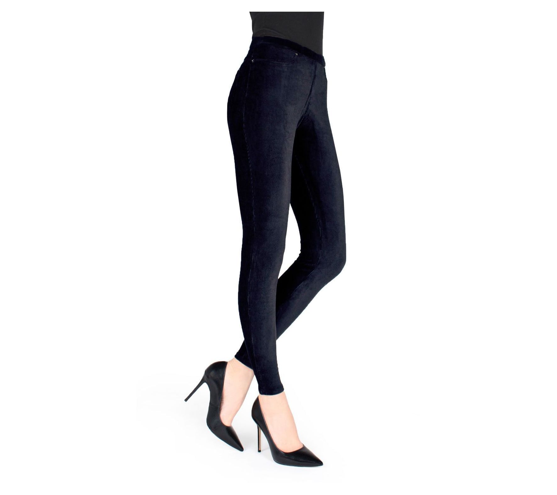 Memoi Thin-Rib Stretch Corduroy Leggings