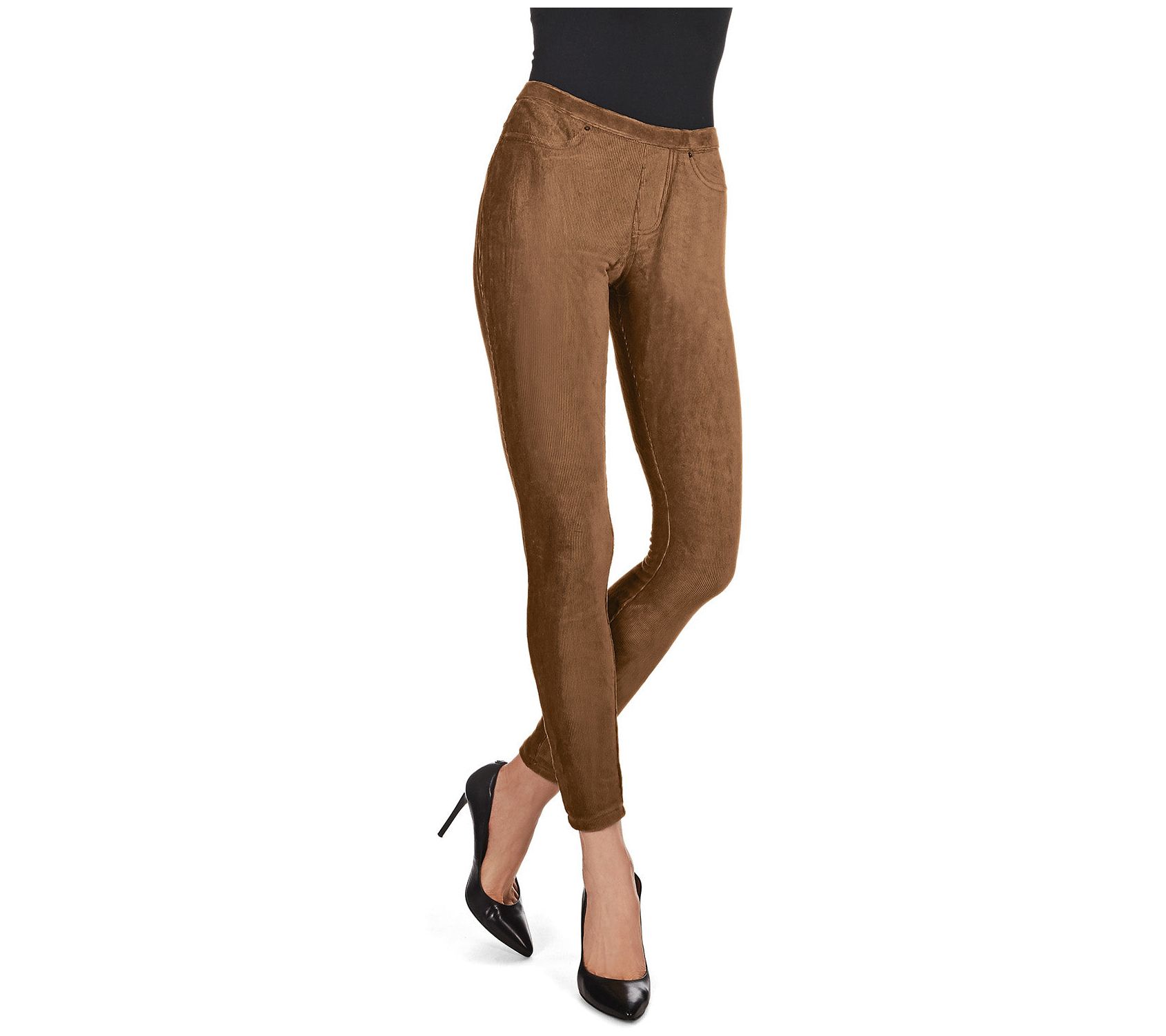 Memoi Thin-Rib Stretch Corduroy Leggings