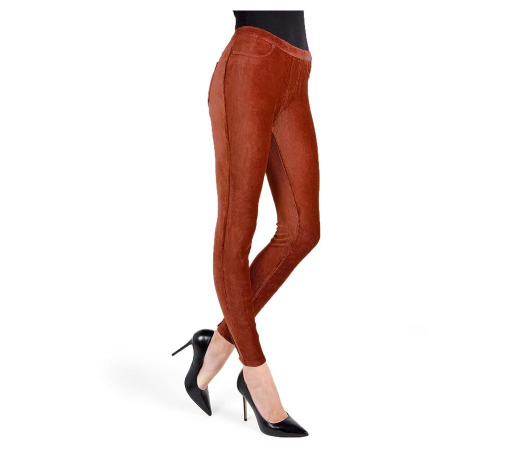 Memoi Thin-Rib Stretch Corduroy Leggings