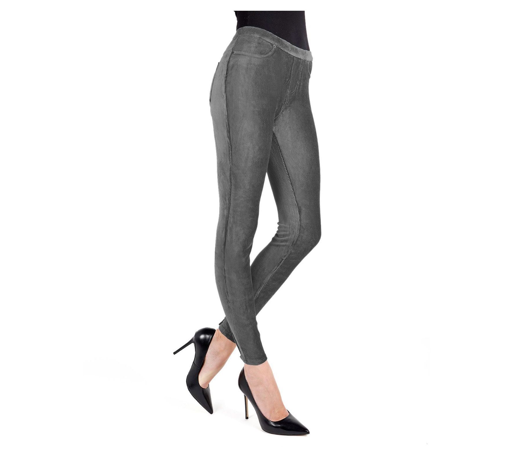 Memoi Thin-Rib Stretch Corduroy Leggings
