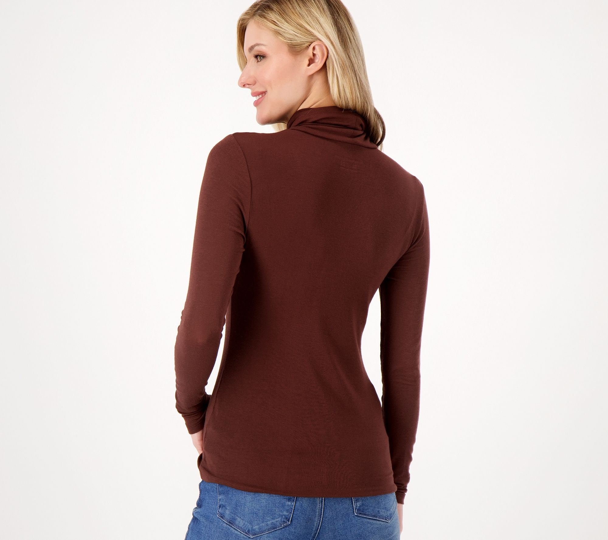 Girl With Curves Layering Turtleneck Tissue Tee - QVC.com