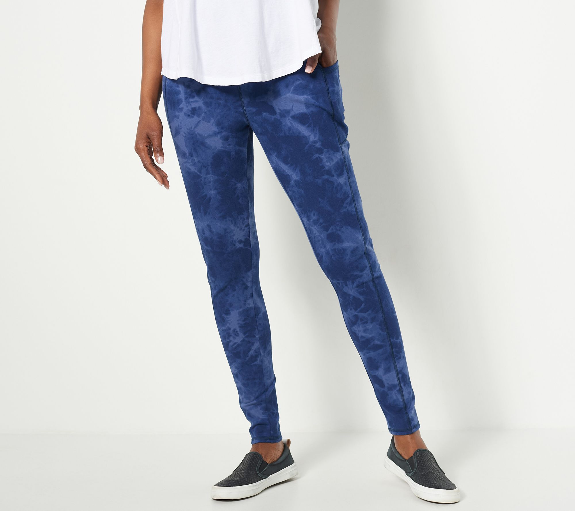 Denim & Co. Active Petite Printed Duo Stretch Legging with Pintuck 