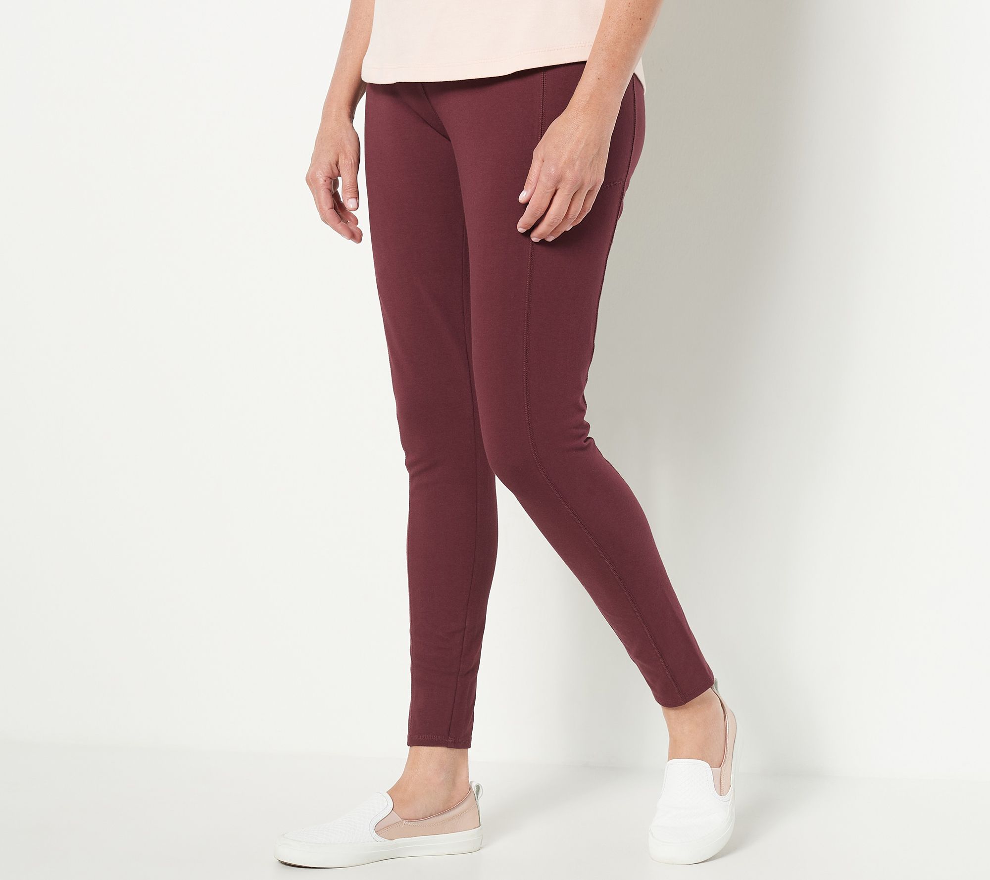 "As Is" Denim & Co. Petite Duo Stretch Legging with Side Pocket