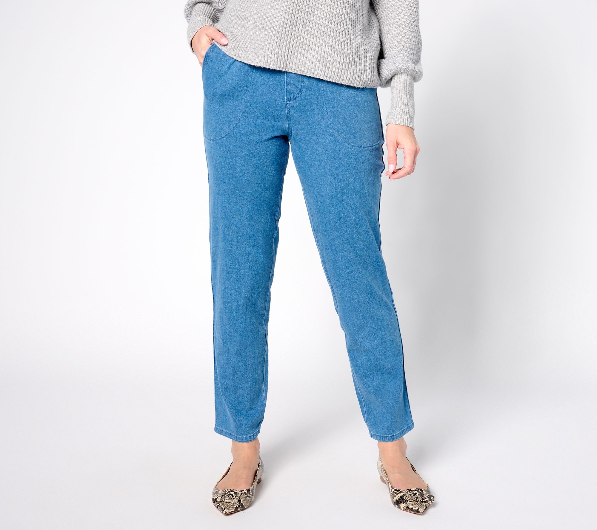Denim & Co. "How Timeless" Petite 4-Pocket Pull-On Jeans