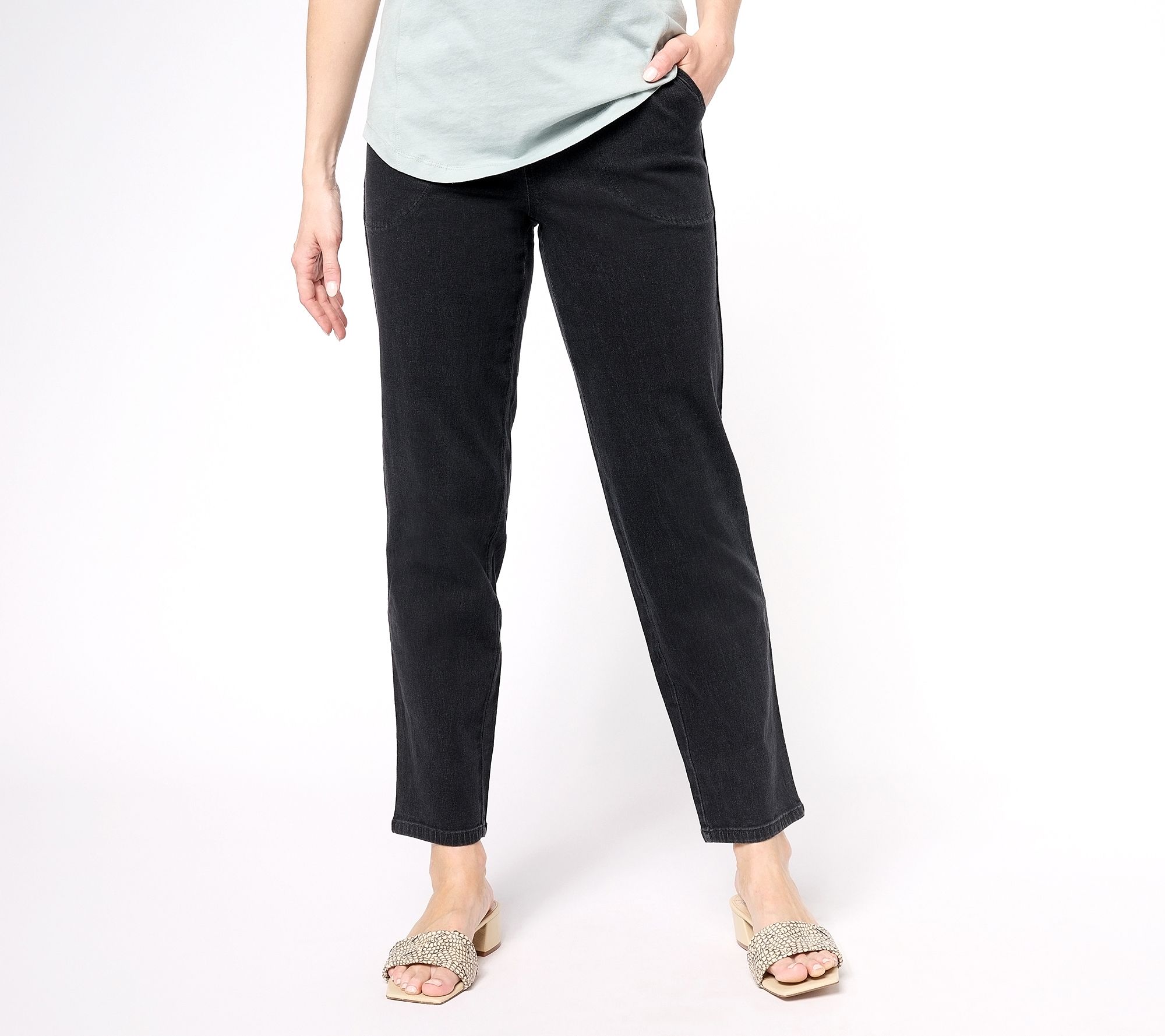 Denim & Co. "How Timeless" Petite 4-Pocket Pull-On Jeans