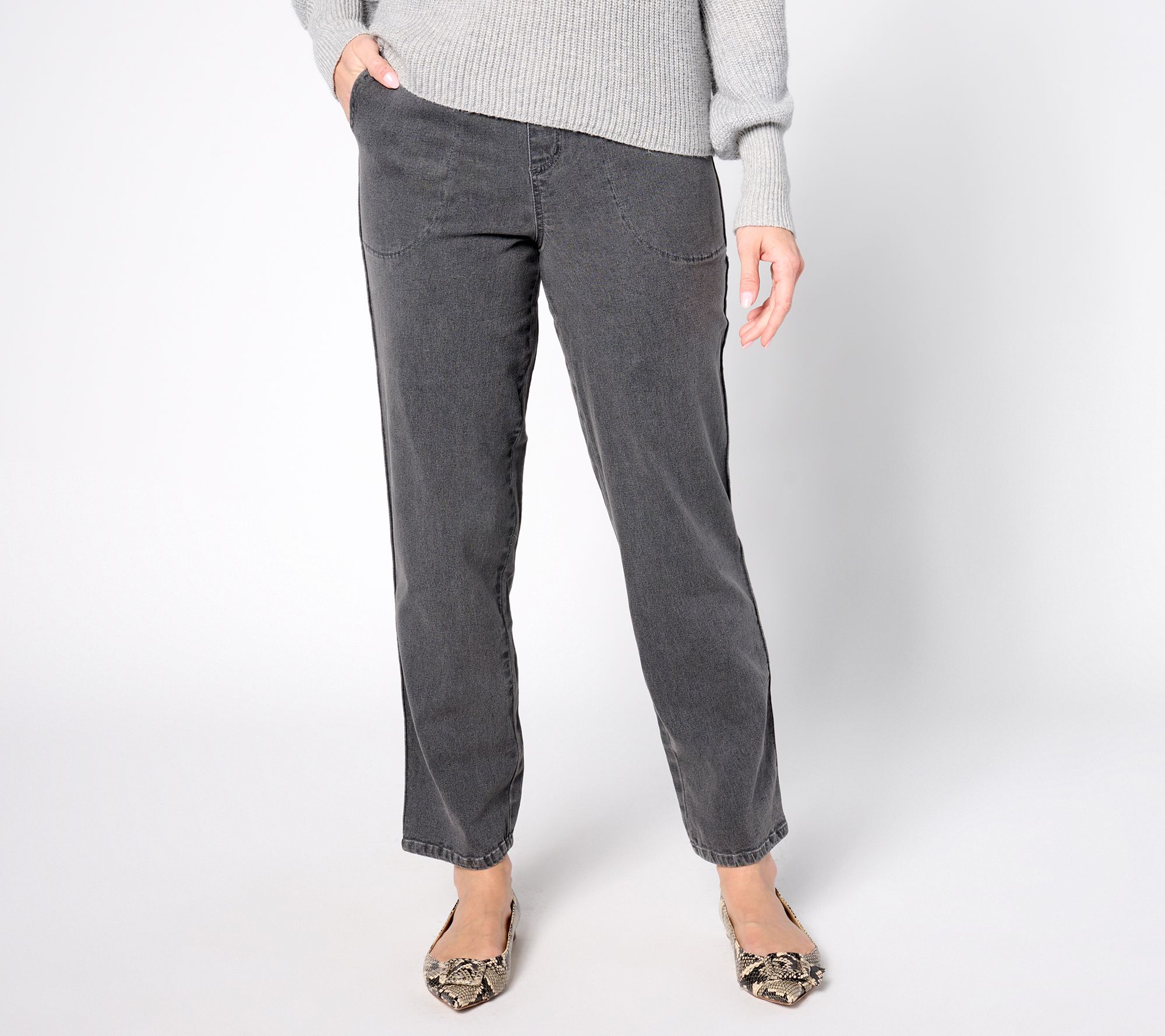 Denim & Co. "How Timeless" Petite 4-Pocket Pull-On Jeans