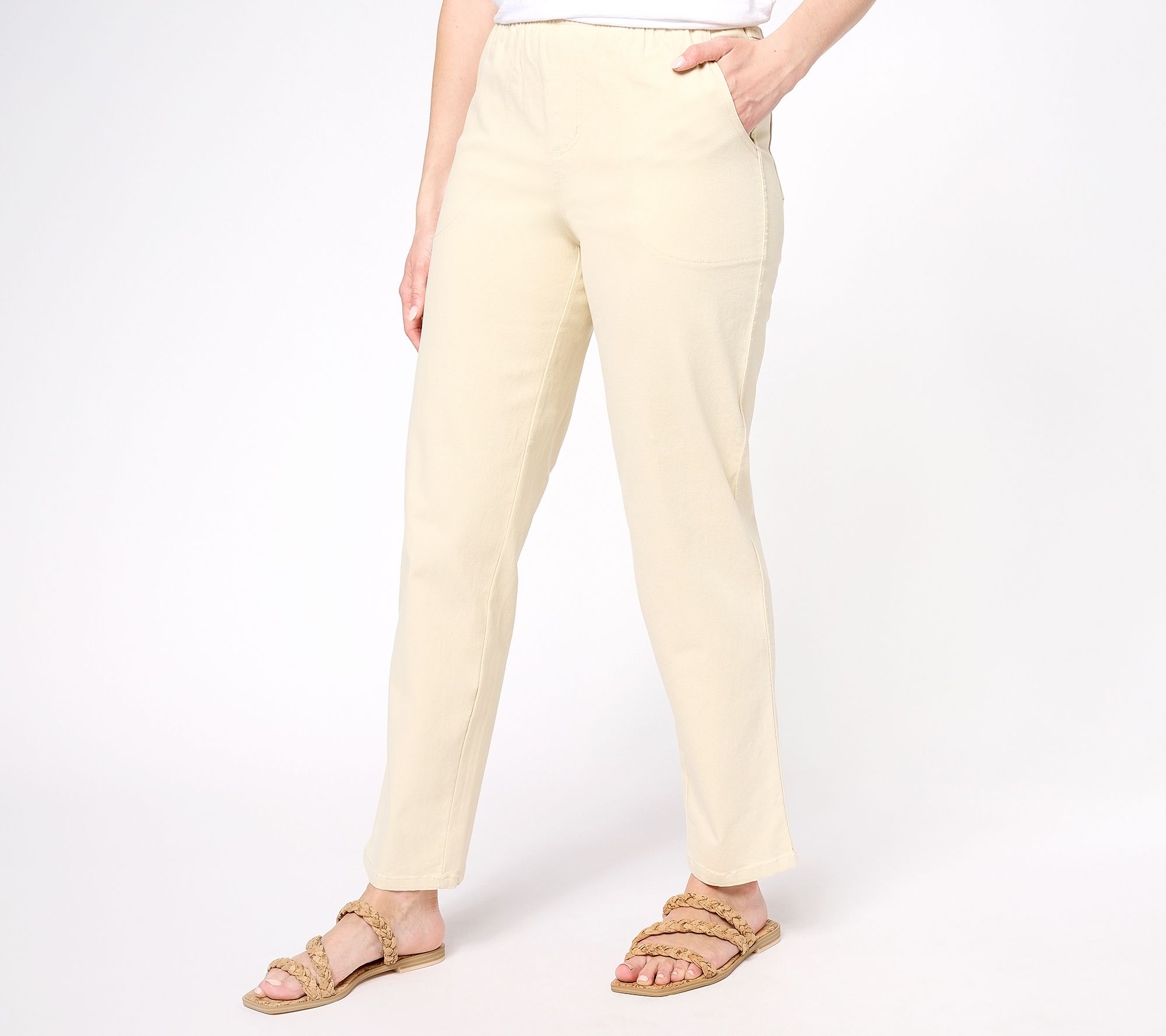 Denim & Co. "How Timeless" Petite 4-Pocket Pull-On Jeans