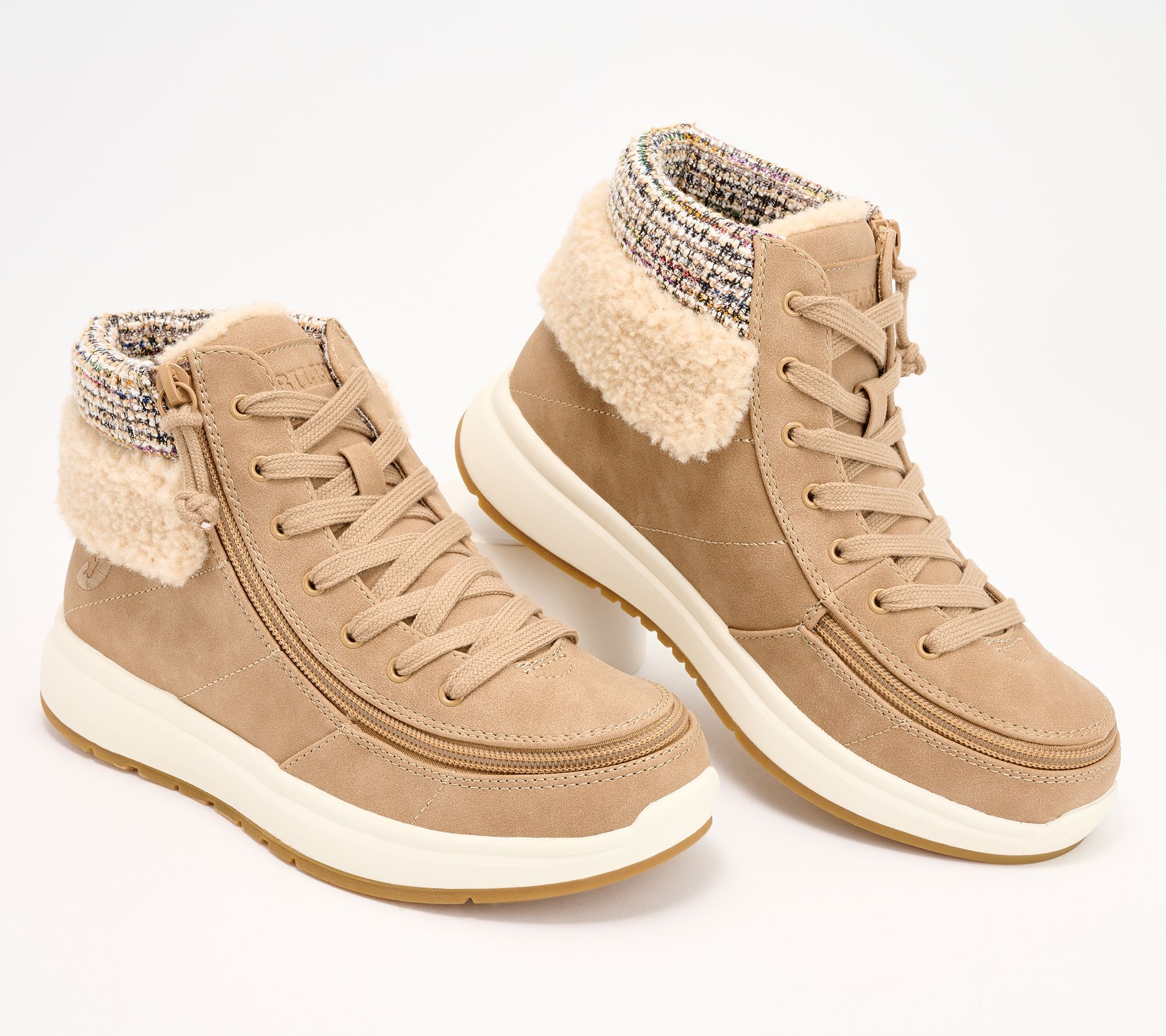 BILLY Footwear Zip-On Lace Mid Top Sneakers - QVC.com