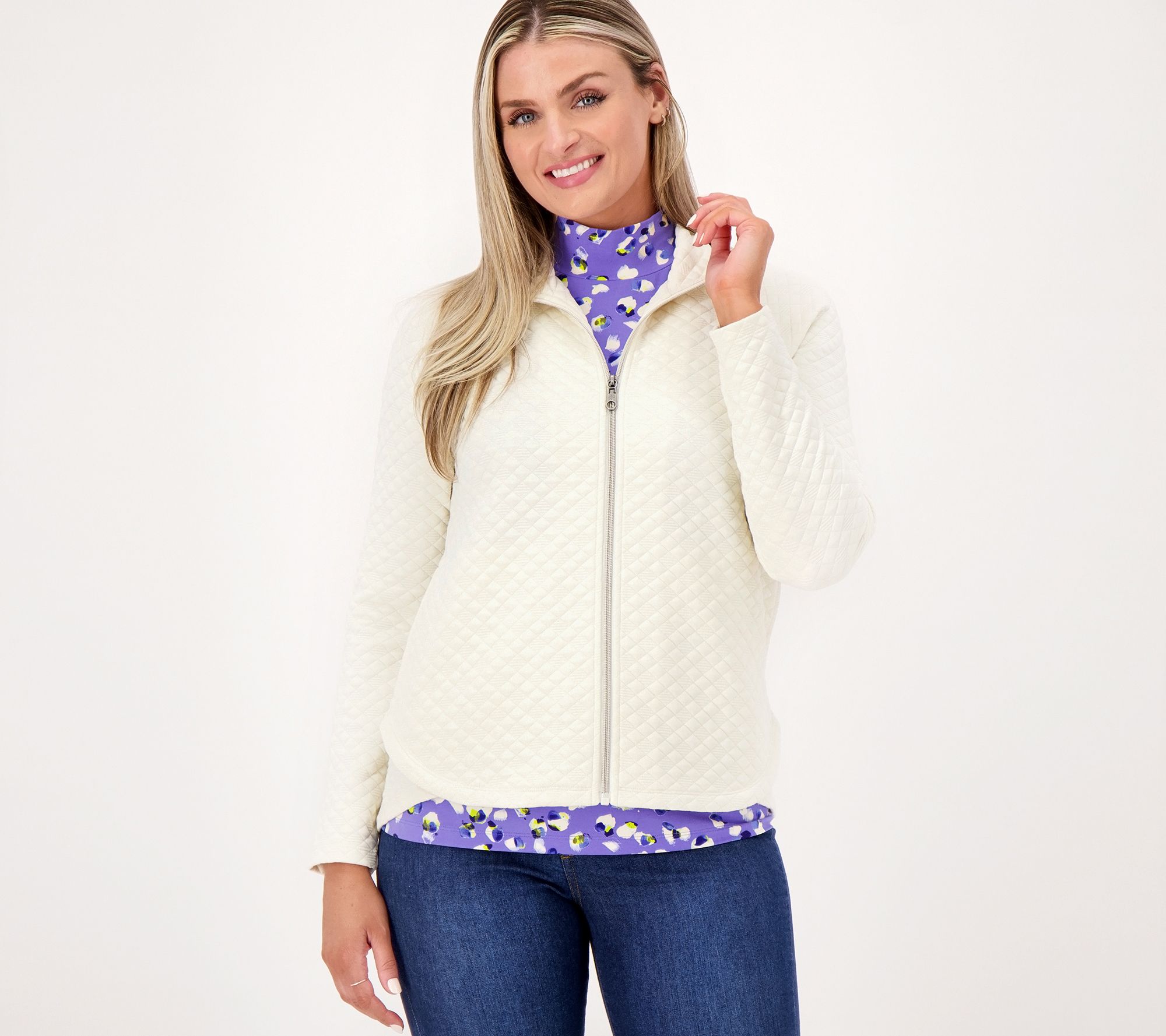 "As Is" Isaac Mizrahi Live Soho Knit Jacquard Tulip Hem Jacket