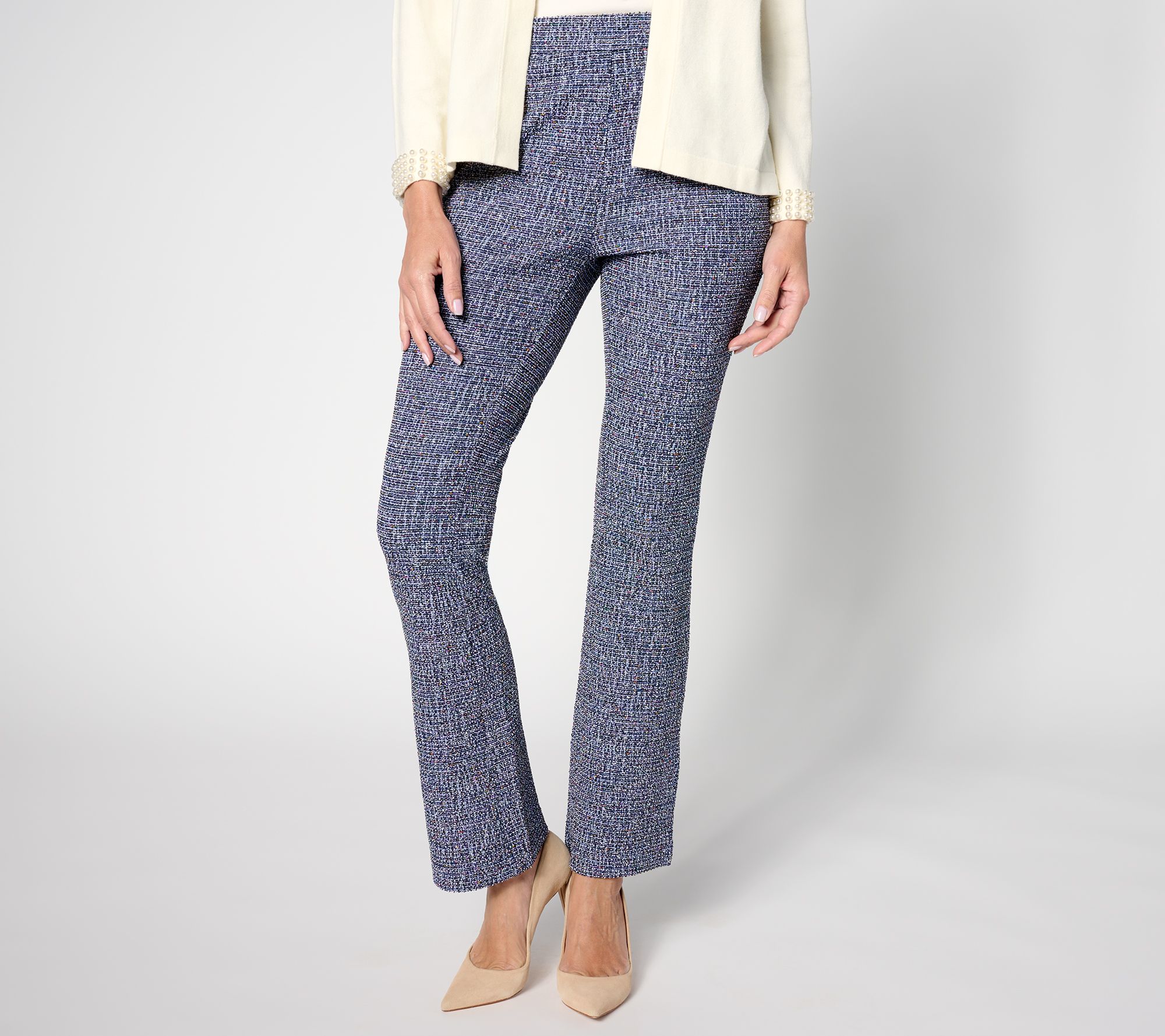 Isaac Mizrahi Live! Regular Novelty Jacquard Knit Flare Pants