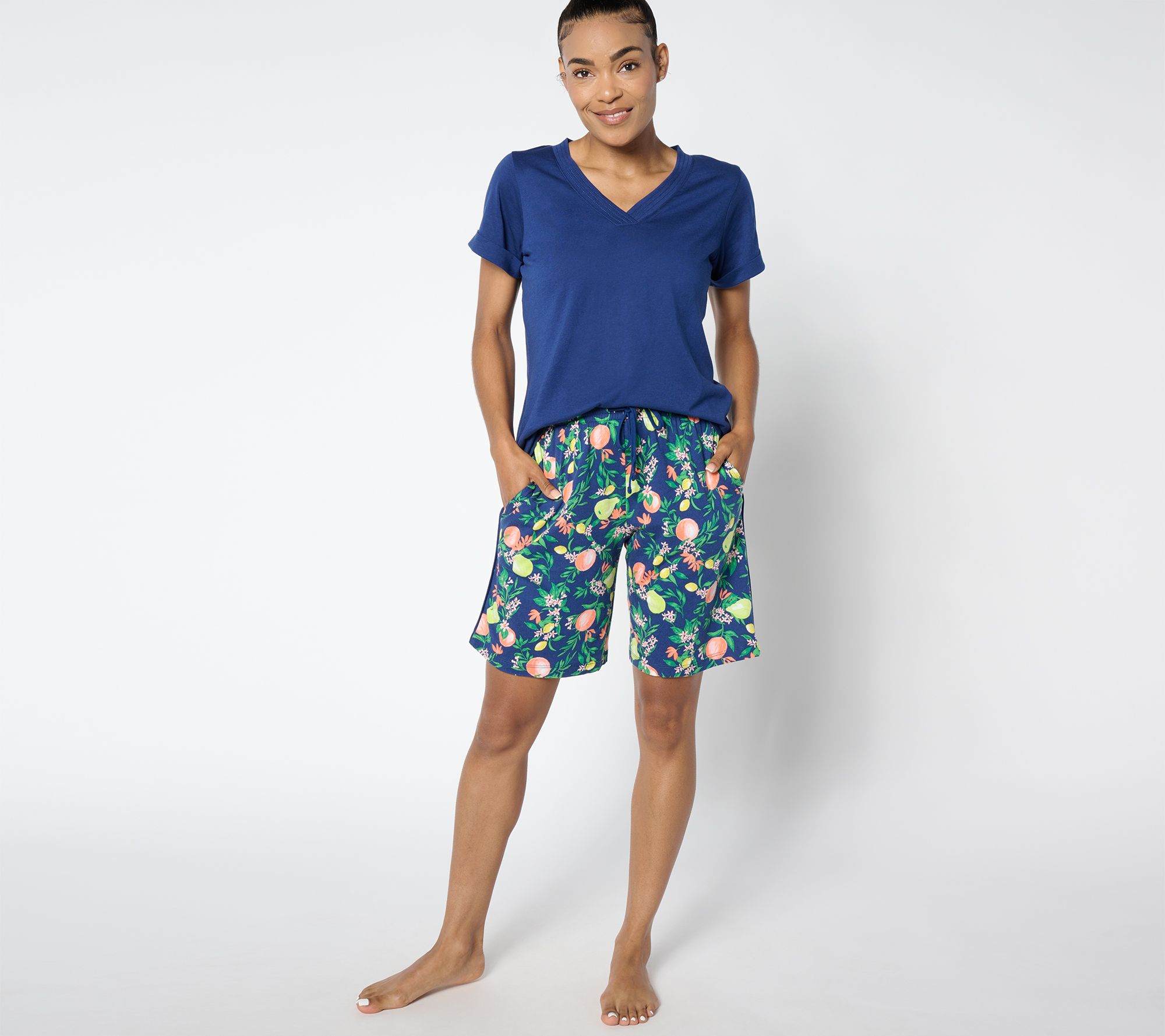 Carole Hochman Rolled Sleeve Tee and Bermuda Short Sleep Set