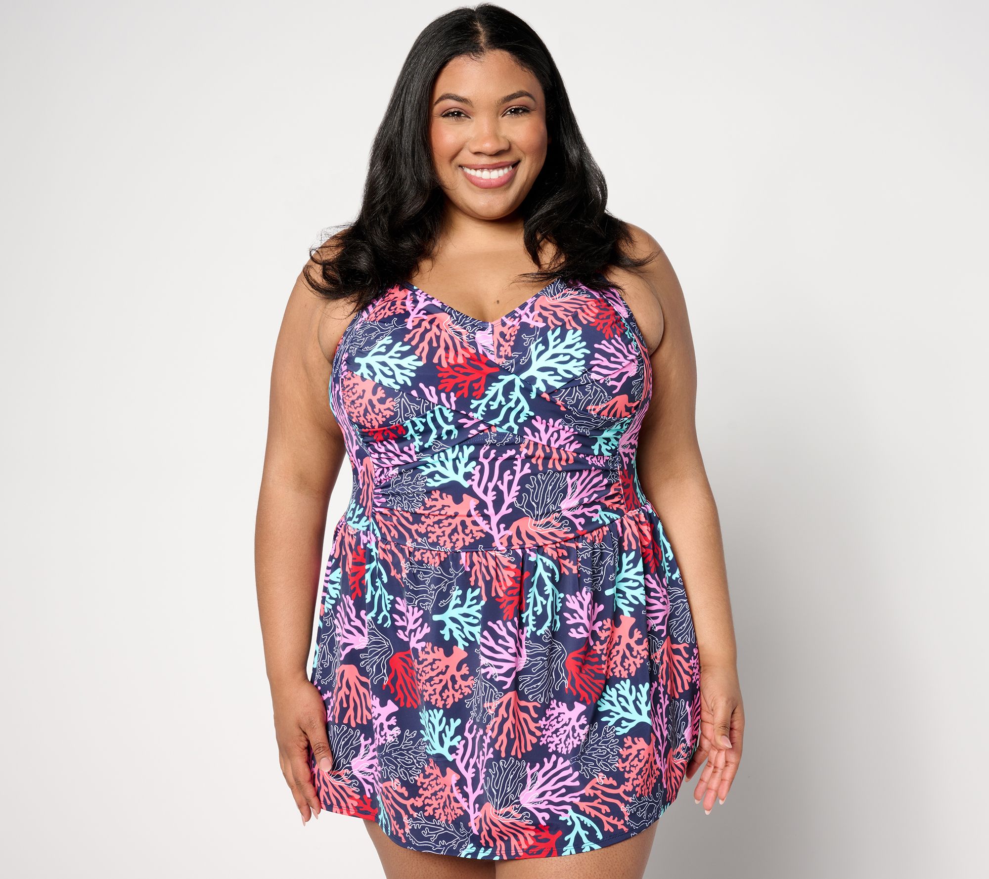 Denim & Co. Beach Sweetheart Neckline Swim Dress
