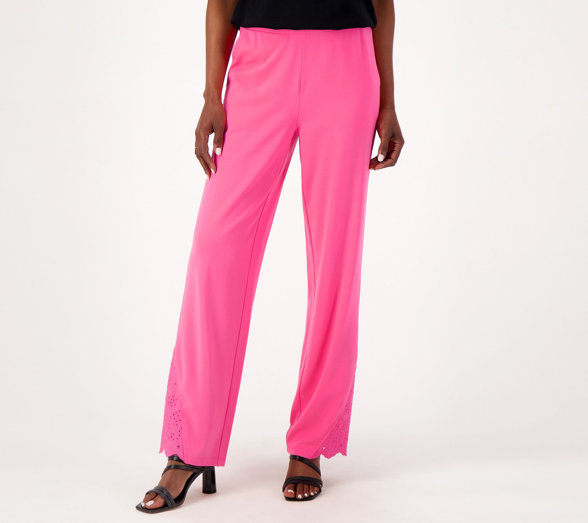"As Is" Isaac Mizrahi Live! Tall Knit Pants with Eyelet Trim