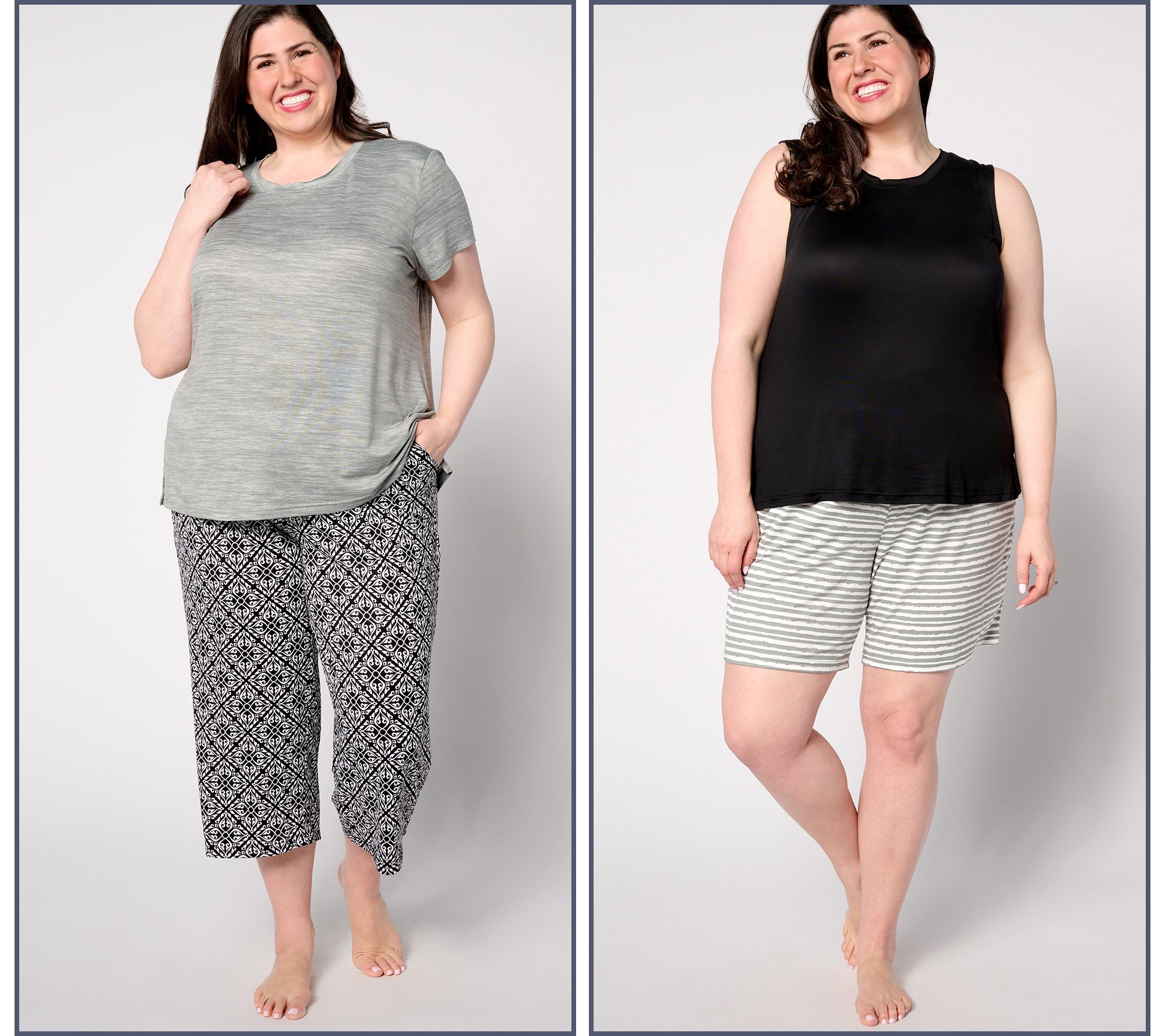MUK LUKS Regular Cloud Knit Short, Capri, Tee, & Tank PJ Set