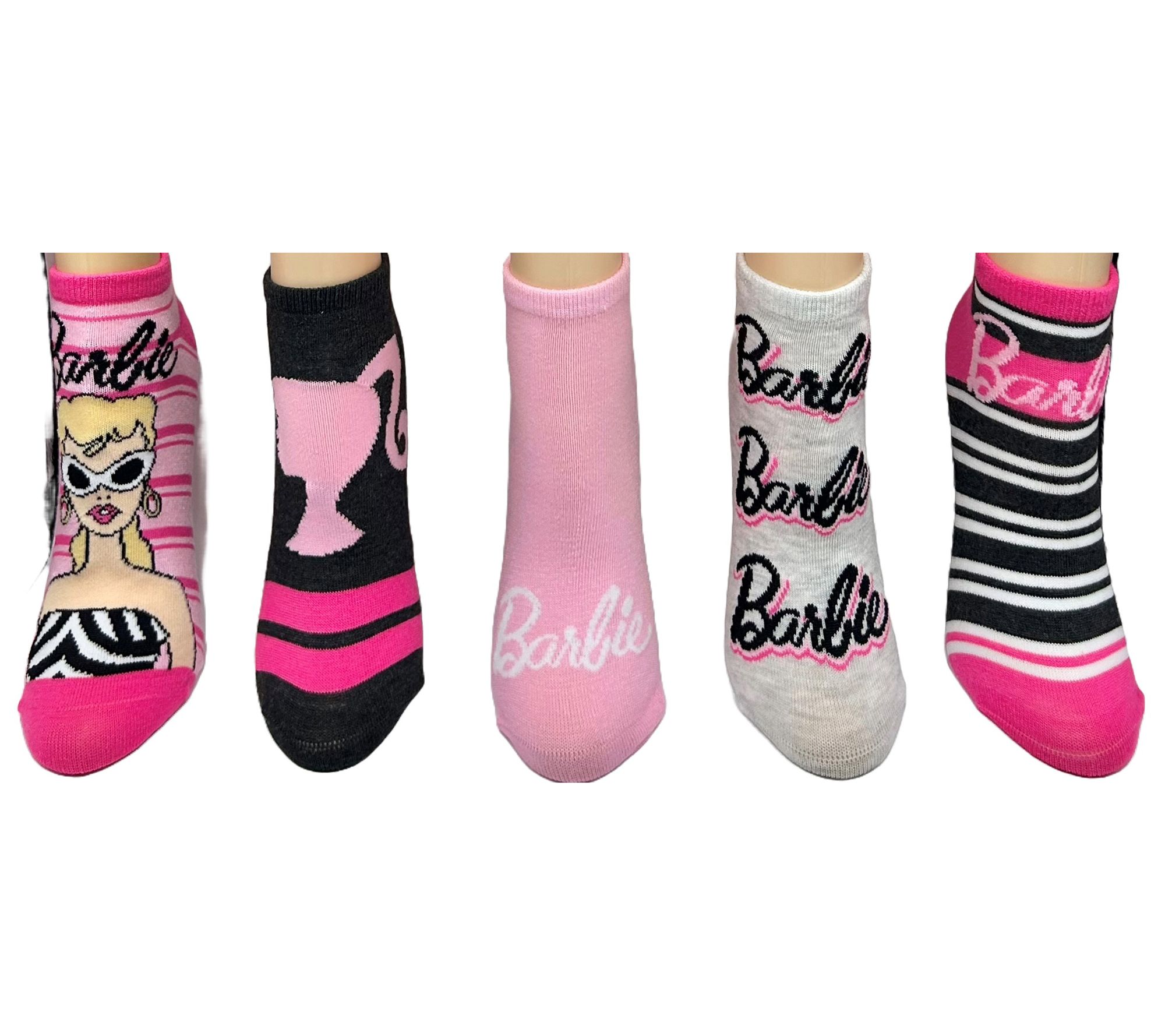 Barbie Ladies' No-Show Character Sock Set - 5 Pair
