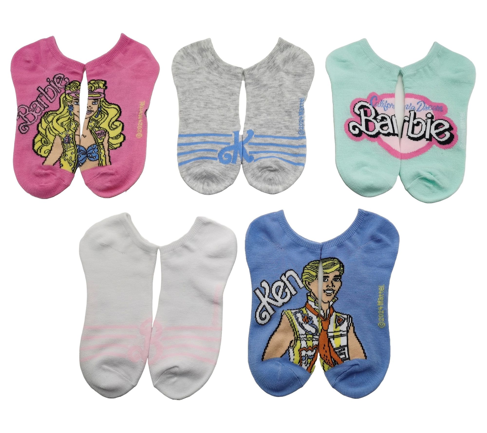 Barbie Ladies' No-Show Character Sock Set - 5 Pair