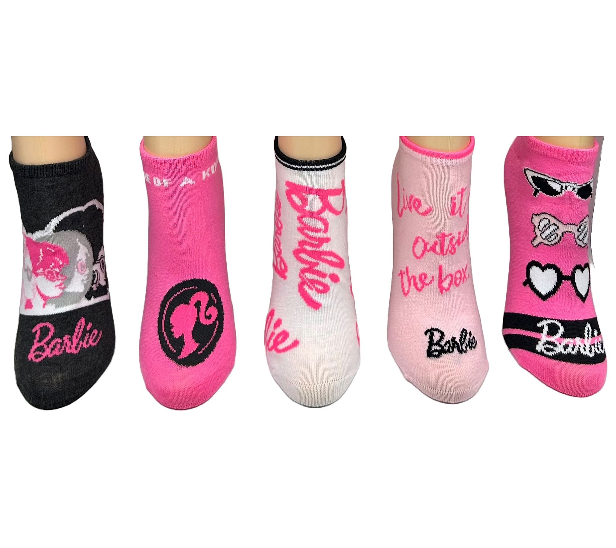 Barbie Ladies' No-Show Character Sock Set - 5 Pair